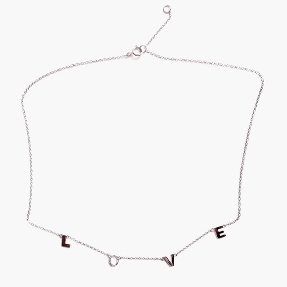 925 Sterling Silver Cubic Zirconia Dainty Love Letter Necklace - Picture 3 of 5